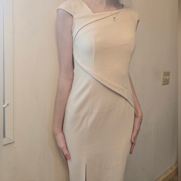 Zhi Yu Dresses & Skirts - Buttery Yellow Structured Sheath Dress | Elegant Draped Detail